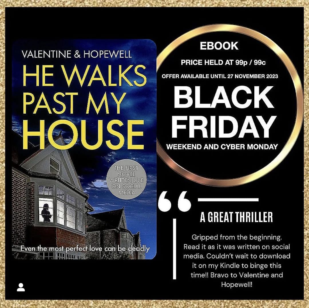 🎁 BLACK FRIDAY WEEKEND OFFER 🎁 

Our new thriller/ suspense drama will remain at the special 99p/99c launch price on Amazon (for the Kindle version) through Black Friday weekend until the end of Cyber Monday. (It's also available in paperback on Amazon and other book retailers)