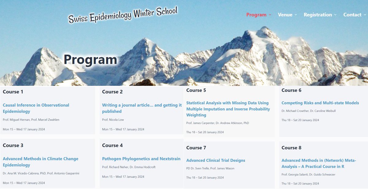 Register, register, register!
There are still a few places left at the #SwissEpidemiologyWinterschool in beautiful Wengen!
epi-winterschool.org/program/