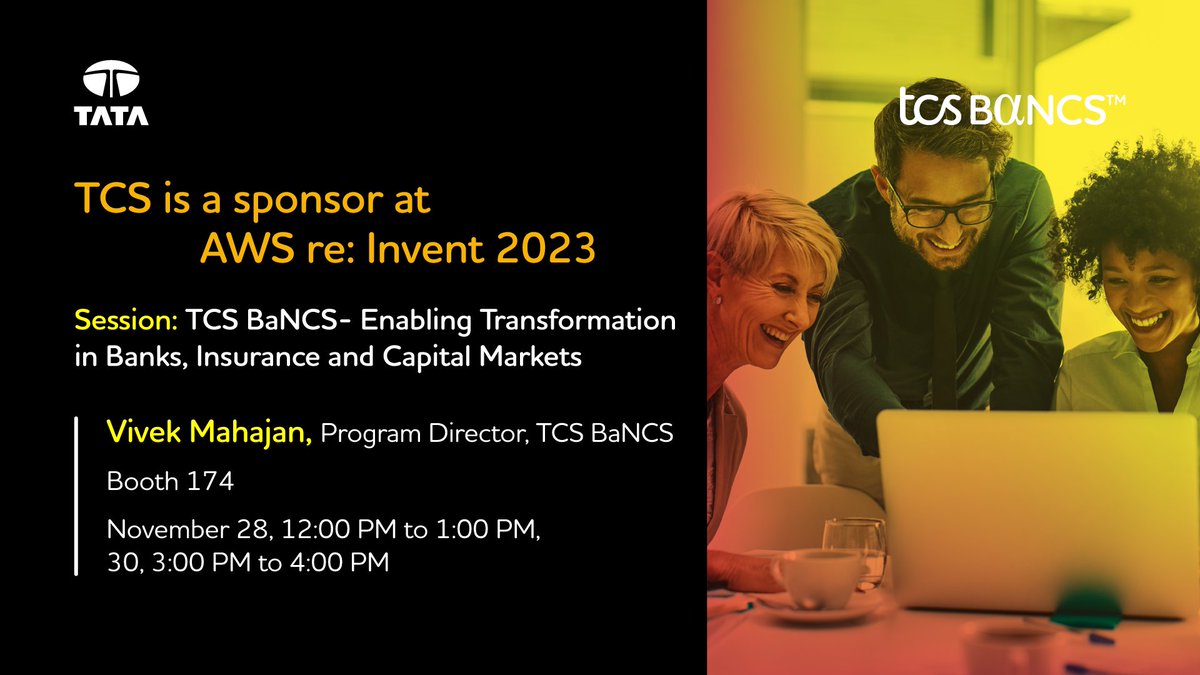 Vivek Mahajan (Program Director, TCS BaNCS) will be presenting at a theater session at AWS:reInvent where he will showcase how TCS BaNCS Cloud is helping FIs worldwide with their #cloud first strategy, with a focus on agility and resilience. 
 
#AWSreInvent #awspartner #tcsna