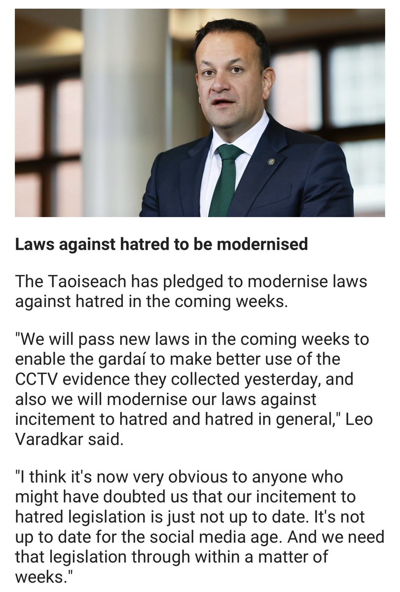 KeithWoodsYT's tweet photo. @TheNotoriousMMA The government is more concerned about natives expressing "hate" than they are about migrants stabbing children on the street.

More new laws to silence the Irish people. This is a state at war with its nation. https://t.co/zAdGNjouQZ