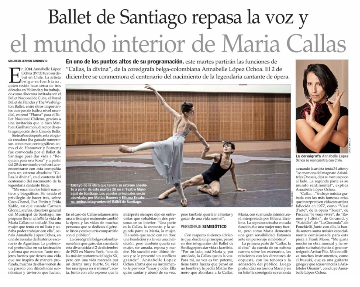 Cdemarval's tweet photo. Callas, la divina de Annabelle López Ochoa se viene en el Municipal de Santiago. https://t.co/2ooEhxqtAF