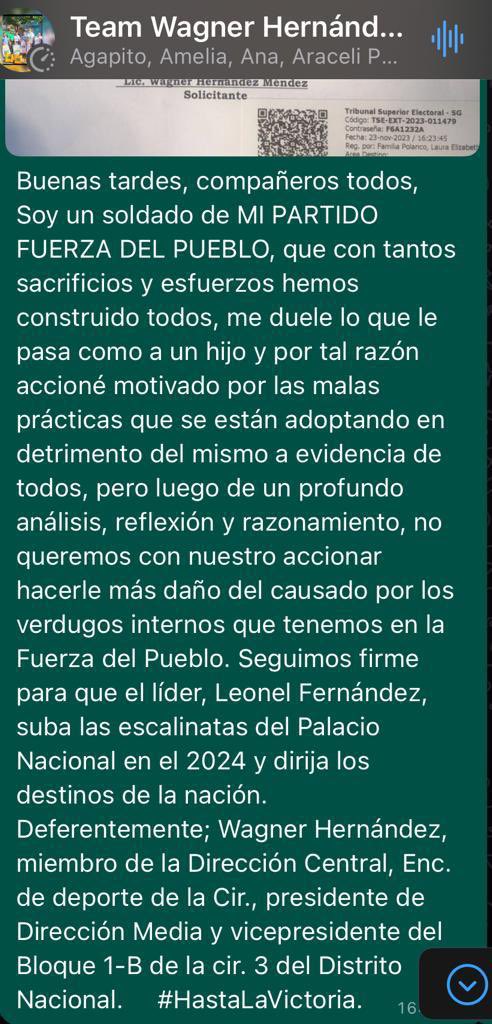 Somos soldado de <a href="/FPcomunica/">@Fuerza del Pueblo (FP)</a> y x tal razón no podemos causarle daños, hasta en las guerras de vez en cuando el ceder una posición estratégica no significa claudicar ante el objetivo, sino solo prepáranos para el combate definitivo. #HastaLaVictoria <a href="/FuerzaDnCirc3/">Fuerza Del Pueblo Circ. 3 DN</a> <a href="/OmarLFernandez/">Omar Fernández</a>