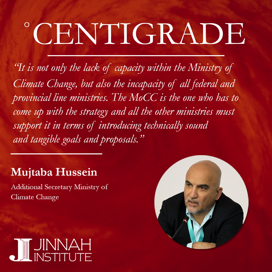 JinnahInstitute's tweet photo. At #CentigradeConference, "Pakistan's Race to Resilience,"
@smujtabahussain , Additional Secretary
@ClimateChangePK, focusing on the capacity building of national and provincial institutions, proposed that:
"It is not only the lack of capacity within the Ministry of Climate Change, but also the incapacity of all federal and provincial line ministries.
MoCC is the one who has to come up with the strategy and all the other ministries must support it in terms of introducing technically sound and tangible goals and proposals.”
#CentigradeConference2023 #ClimateFinance #ClimateAdaptation #ClimateResilience #ClimateAction
