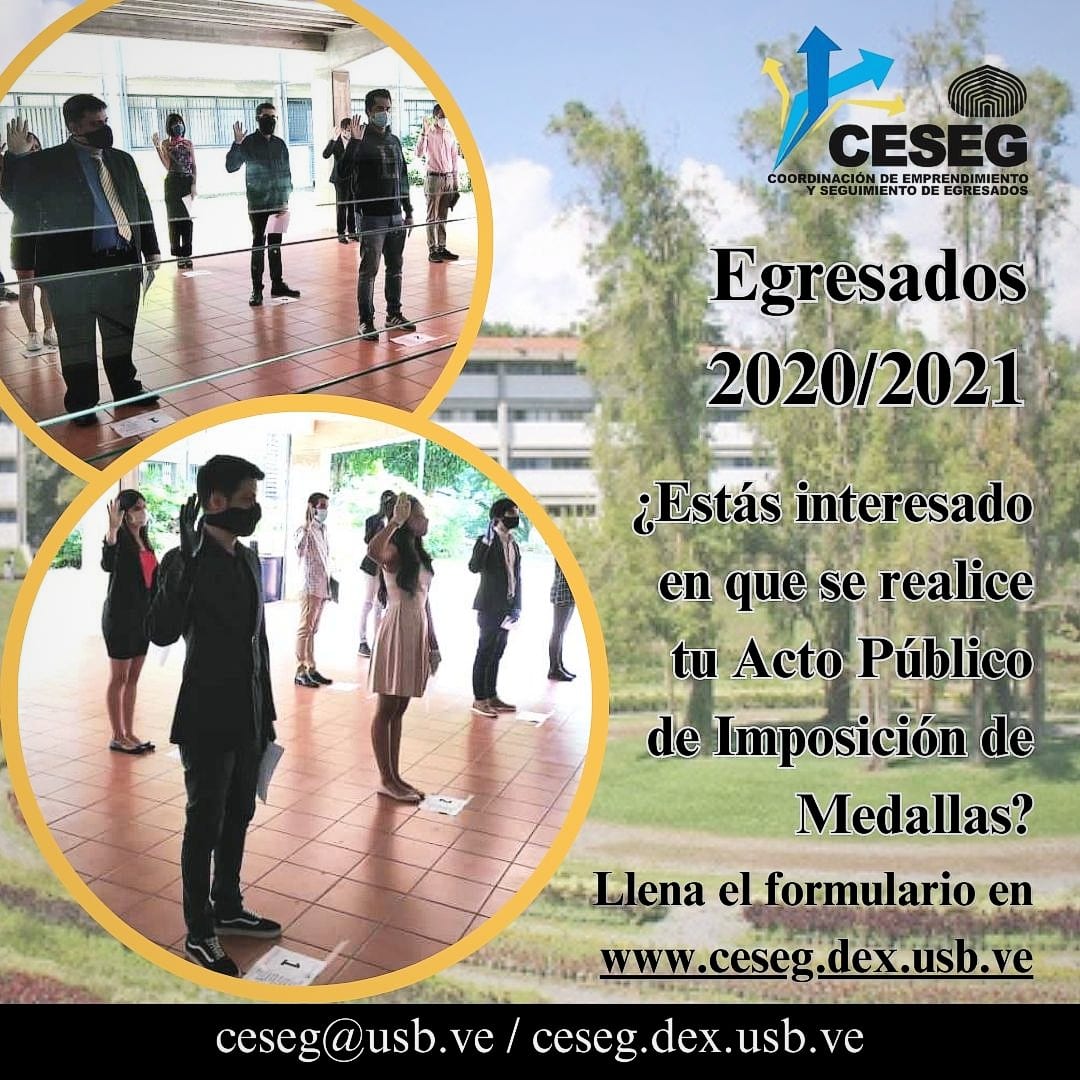 CESEG_USB's tweet photo. Sigue abierta la consulta a nuestros egresados de los años 2020/21 que no pudieron disfrutar de su Acto de Grado público producto de las necesarias medidas de salud vigentes entonces. 

Visita nuestra web o revisa los hilos que hemos publicado al respecto para mayor información https://t.co/SRXYBSi9Kn