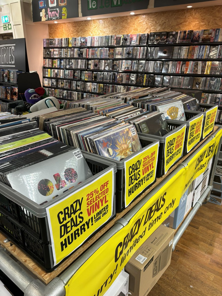 ⚡️ ⚡️CRAZY DEALS ⚡️⚡️ Check out our #hmvCrazyDeals on Vinyl in-store now!! Get 25% on selected Vinyl ✨