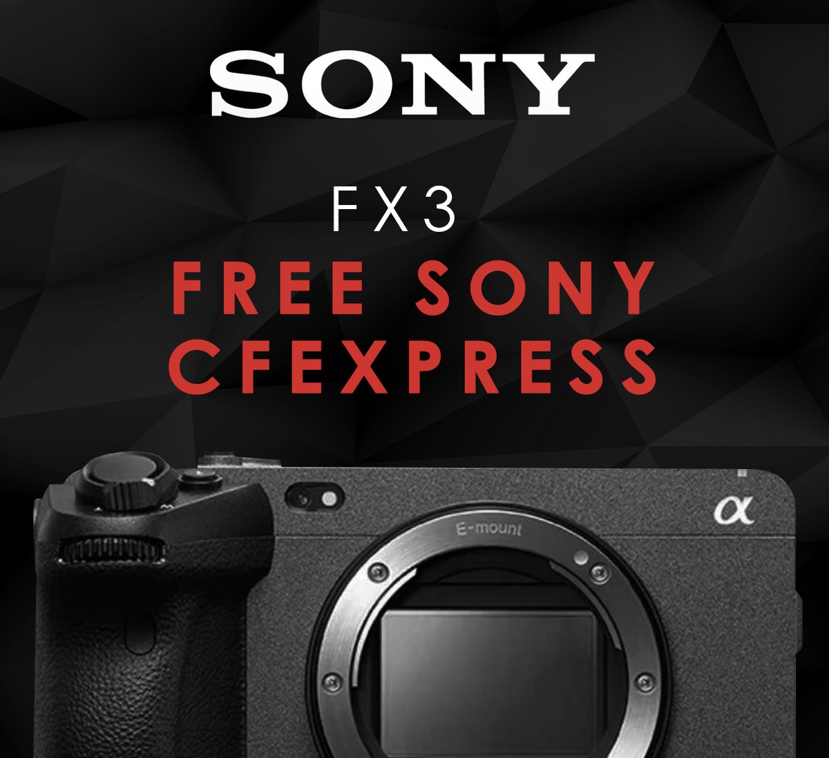 💥 Claim a FREE 160GB CFexpress card when you purchase a Sony FX3! 💥 View deal on our website: bit.ly/3QeB20t