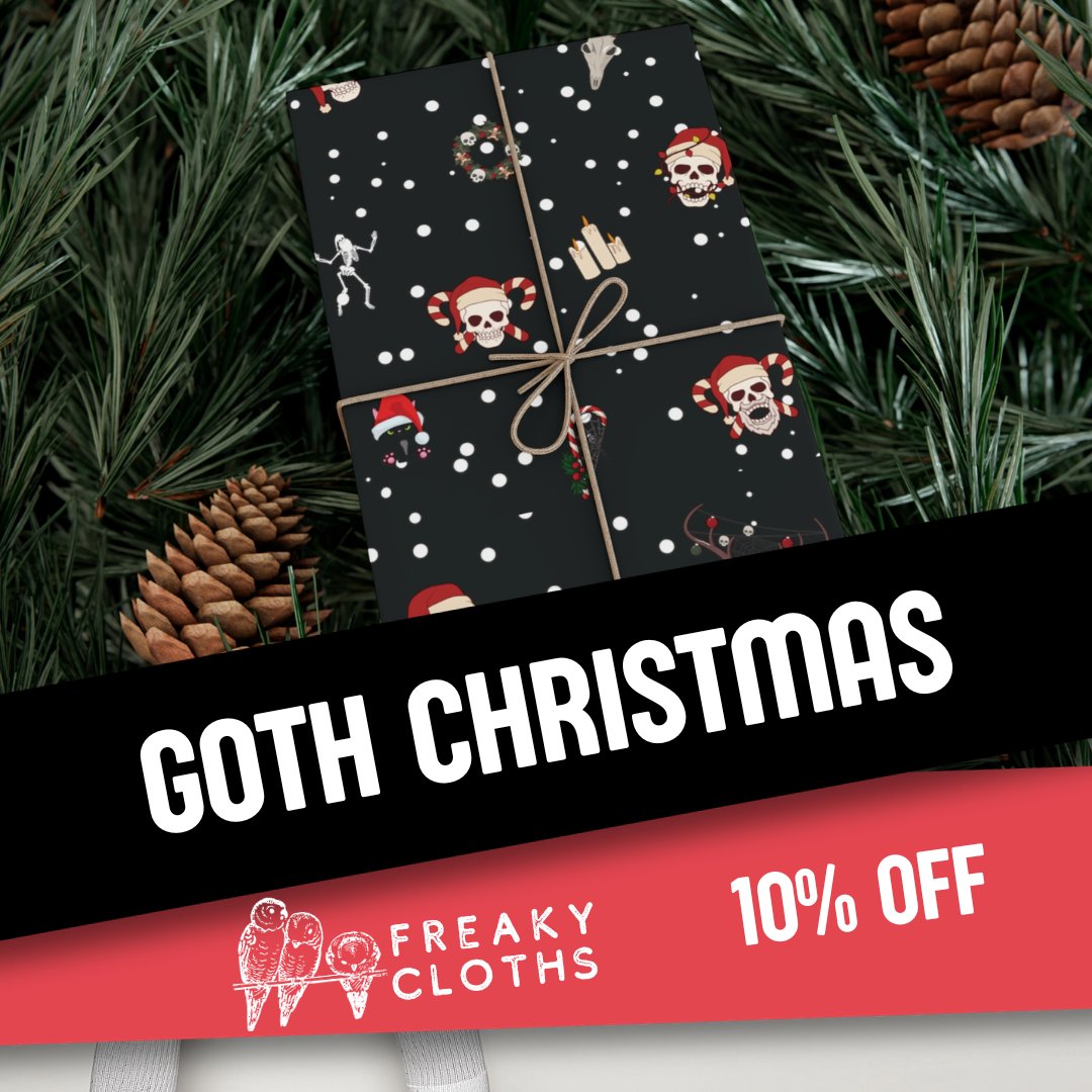 🎄🖤 Embrace a #GothChristmas! Dive into our Goth Holiday Collection - from "Nocturnal Yuletide" tree skirts to "Skulliday Lights" mugs. Perfect for those who love a darker festive flair! 🕷️👻 Shop now for a uniquely spooky holiday season! 

freakycloths.com/product-tag/go…