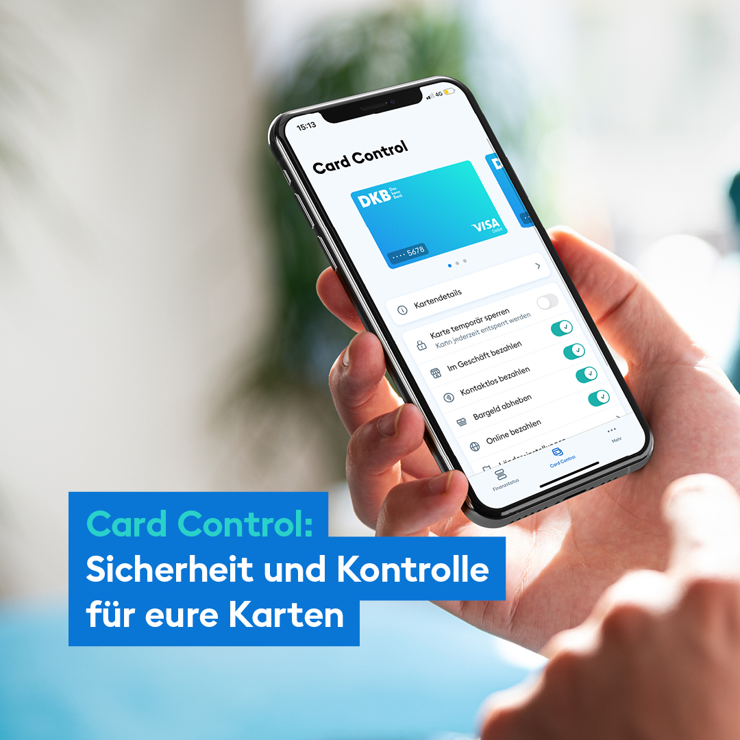 DKB_de's tweet image. Mit Card Control in der DKB-App und im Banking könnt ihr einzelne Umsatzarten, wie z. B. Bargeldabhebungen oder Länder, blocken.🔐 Ebenso könnt ihr eure Karten temporär sperren und Kartenmissbrauch schneller erkennen.💳Mehr hier ➡️ dkb.de/privatkunden/k…  #dkb #cardcontrol