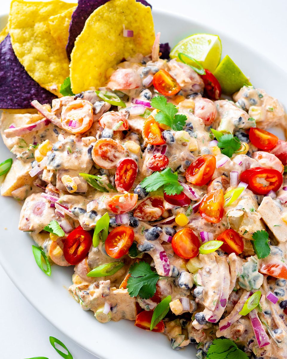 Loaded Potato Salad with Best Ever Potato Salad Dressing 👉chefdehome.com/recipes/800/po… Dive into flavor with Loaded New Potato Salad! Packed with cherry tomatoes, beans, and tortilla chips, it gets its magic from the best-ever creamy, spicy Mustard-Chipotle Potato #Salad Dressing.