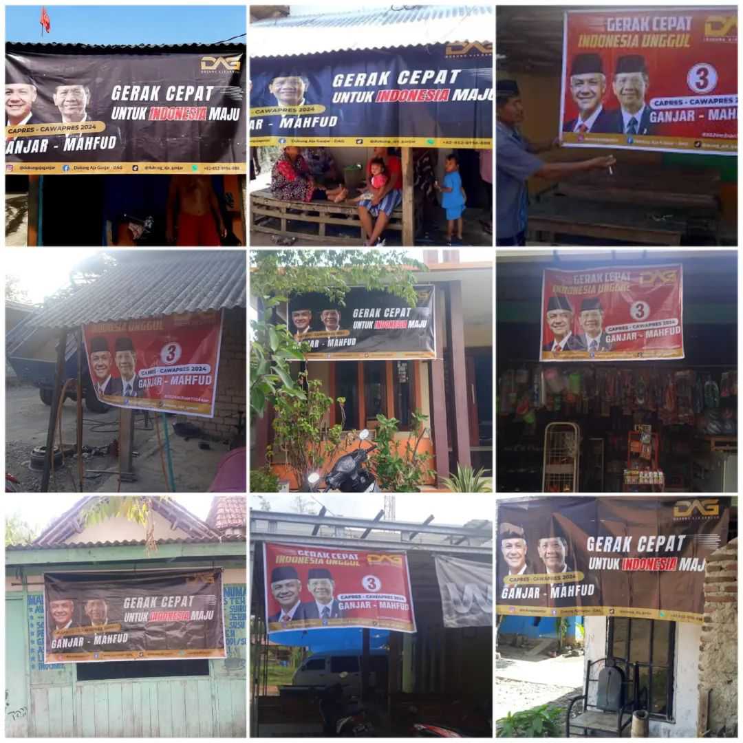 Kemarin Ramai Warga Sablon Kaos  Ganjar Mahfud Secara Mandiri.
Sekarang Ramai Lagi,Warga Pasang Baliho Di Rumah Pribadi Secara Mandiri.

Diam Bukanlah Pilihan.
#GanjarMahfud2024