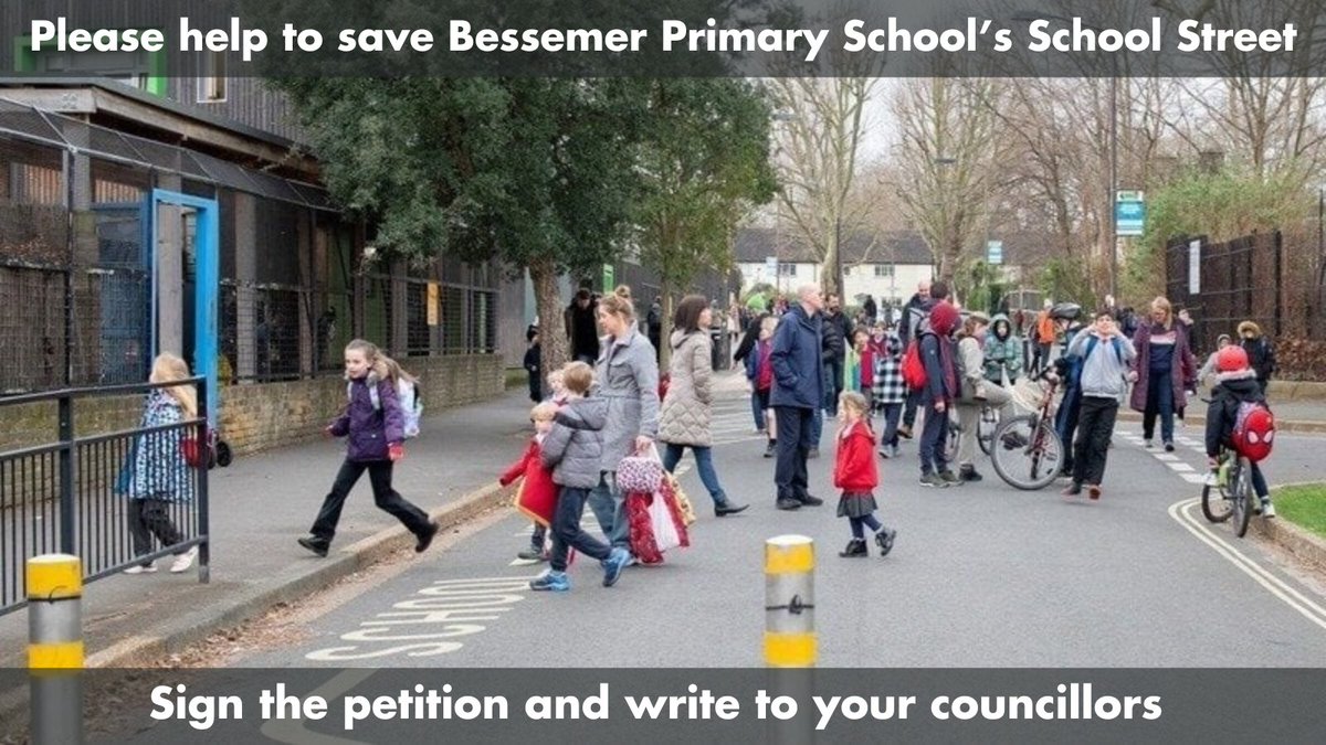 The #SchoolStreet at @BessemerGrange has been in place for 5 years, providing calmer, safer streets where children are protected from drivers & #AirPollution. Why does @lb_southwark now want to remove the retractable bollards? Is this cash over children's health & safety @mcash?…