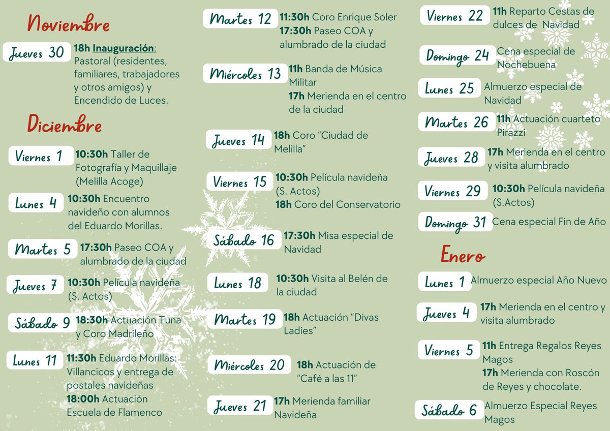 CpspmM's tweet photo. PROGRAMA DE ACTIVIDADES NAVIDAD 2023🌲🌲 https://t.co/ABMe7wNjdV