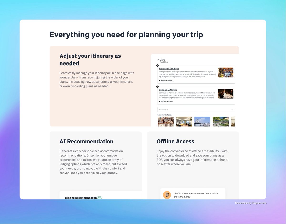 Refresh the @wonderplanai homepage with a sleek, minimalistic design inspired by Notion