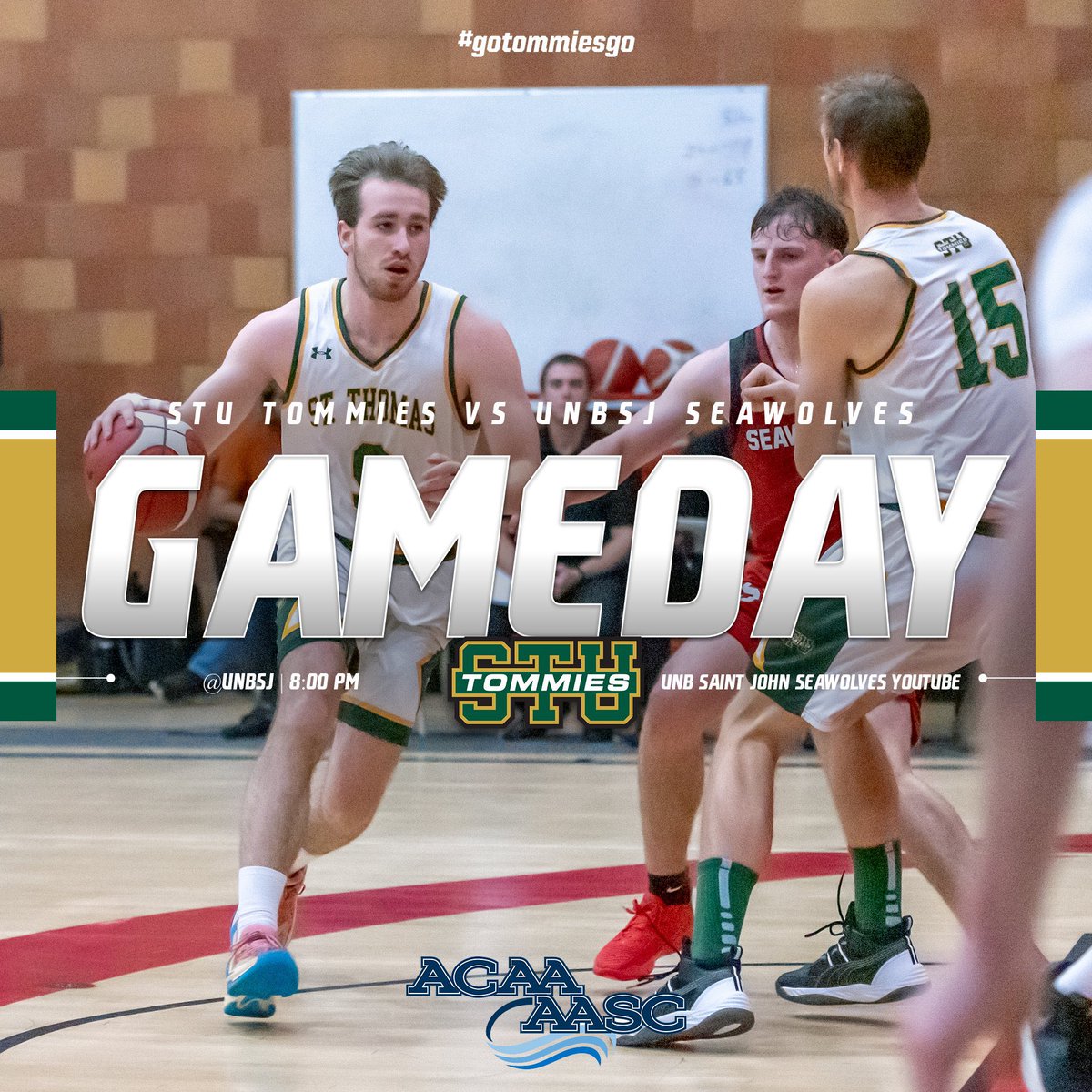 STUMENSBBALL's tweet photo. Looking to move to 5-1, the Tommies travel to Saint John for a head to head vs @UNBSJSeawolves! Tip-off is set for 8:00 PM!

Stream the game on UNB Saint John YouTube or with the link below ⬇️ 

https://t.co/s6oYD7khMi

#gotommiesgo - @TommiesSTU - @ACAA_AASC https://t.co/7beeTRilFd