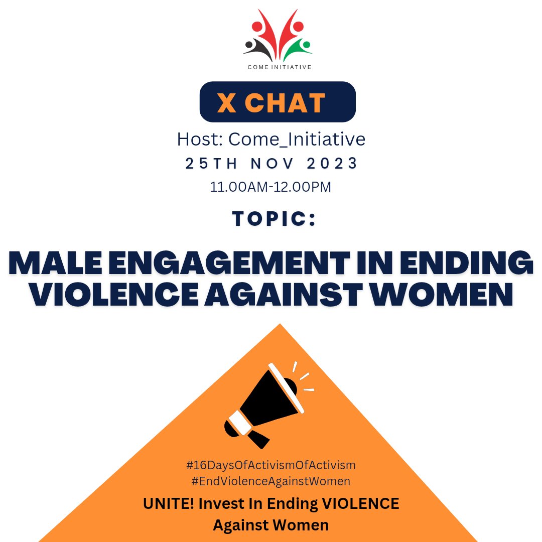 Betty_Goodwin70's tweet photo. Join @come_initiative tomorrow as we mark the launch of #16DaysOfActivism 2023 with an engaging conversation on the role of men in prevention of violence against women.
#EndViolenceAgainstWomen
@voicetweetz @elfafrica1 @DLCI_Kenya https://t.co/2uwniUMTnY