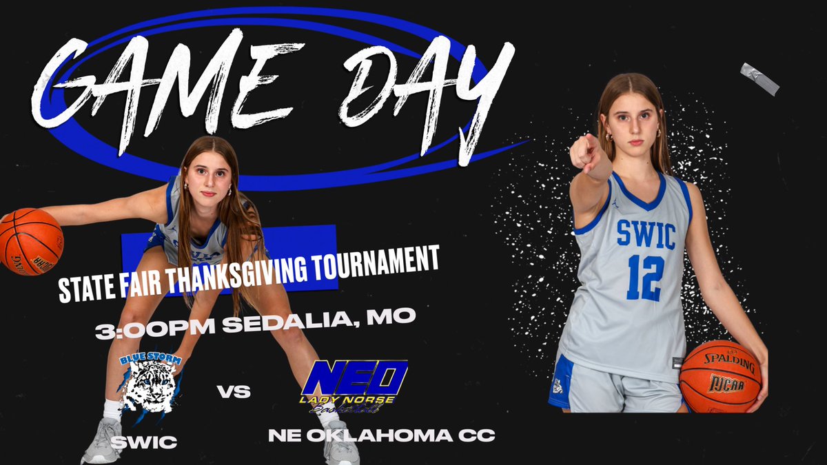SWICWBB's tweet photo. @SWICWBB heads to Sedalia, Missouri to play NEO A &amp; M at the the State Fair CC Thanksgiving Classic. Game time is 3pm. Let’s bring it!! 💙🖤🤍🏀💯🔥#stormneverstops https://t.co/laavlD8jdo