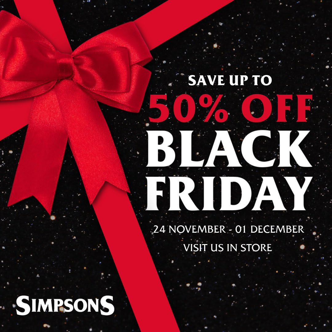 For the first year ever we’re taking on #BlackFriday with a week of fantastic offers across our stores! Shop in-store for up to ✨50% OFF✨ across a range of departments!🤩 Find out more about the fantastic #offers available by visiting simpsonsgardencentre.co.uk/black-friday-o… #inverness