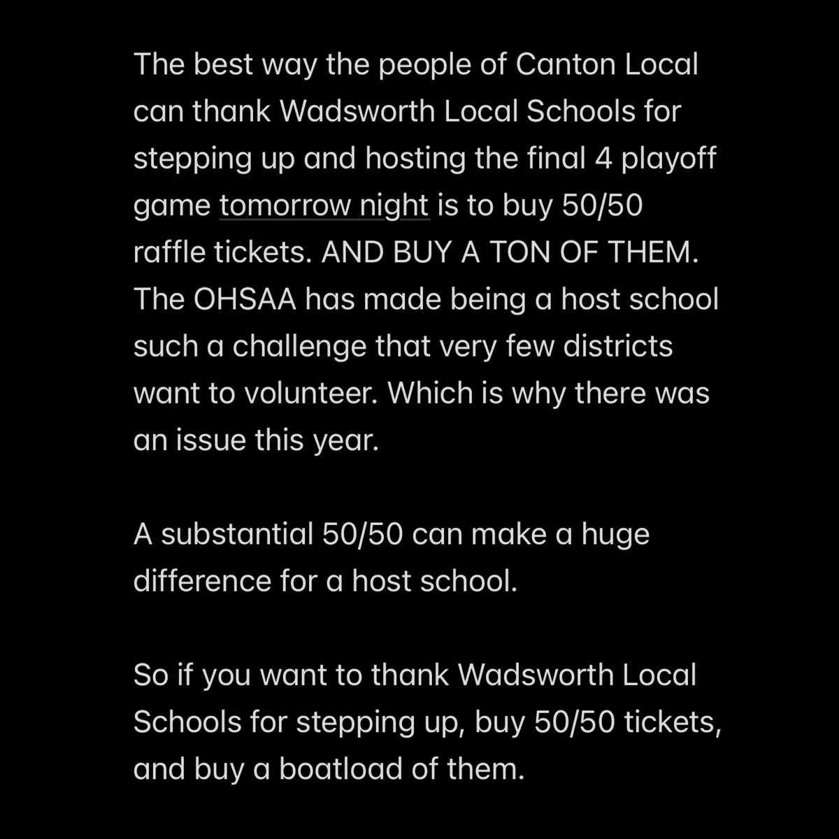 chad_minor1's tweet photo. Sounds like a plan! I hope both Canton South and Massillon can come away with a win today!! It would be great to see two Stark County teams play for a state title next week!! #GoCats #GoTigers #Starkcountyfootball https://t.co/q3gWkYj6re