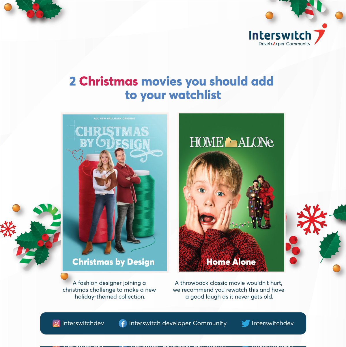 Christmas movie lovers add these to your watchlist. Can you guess how many days we have till Christmas?

#interswitchdevelopercommunity 
#christmasmovies
#Countdowntochristmas