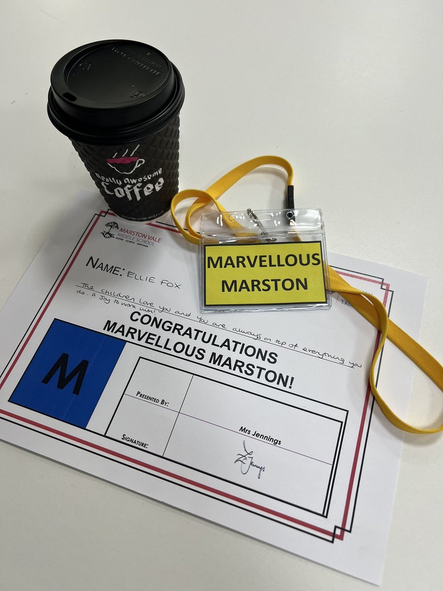 Great way to end the week of being ‘Marvellous Marston’ with a free coffee on INSET training day!🧋❤️@MVM_school. Lovely surprise and this has made my week!
