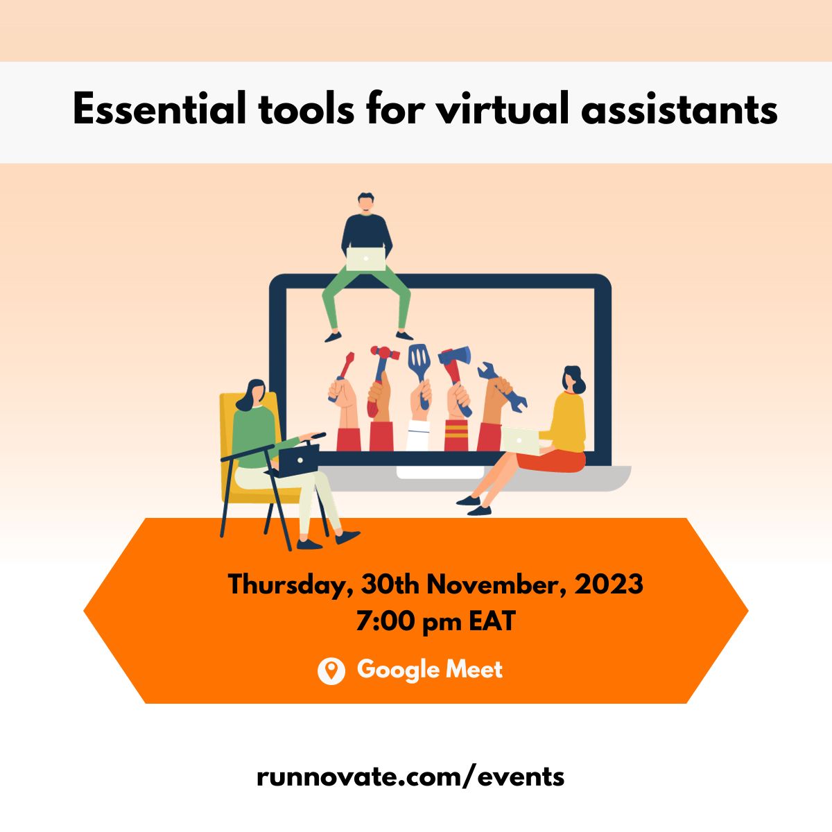 runnovate's tweet photo. ✨We are excited to invite you to Runnovate’s final virtual event for the year which will be on Thursday, November 30th, 2023, at 7 pm Kenyan time.

🗓️ The topic of discussion is "Essential Tools for Virtual Assistants." 🛠️ https://t.co/qqviL1Fdd5