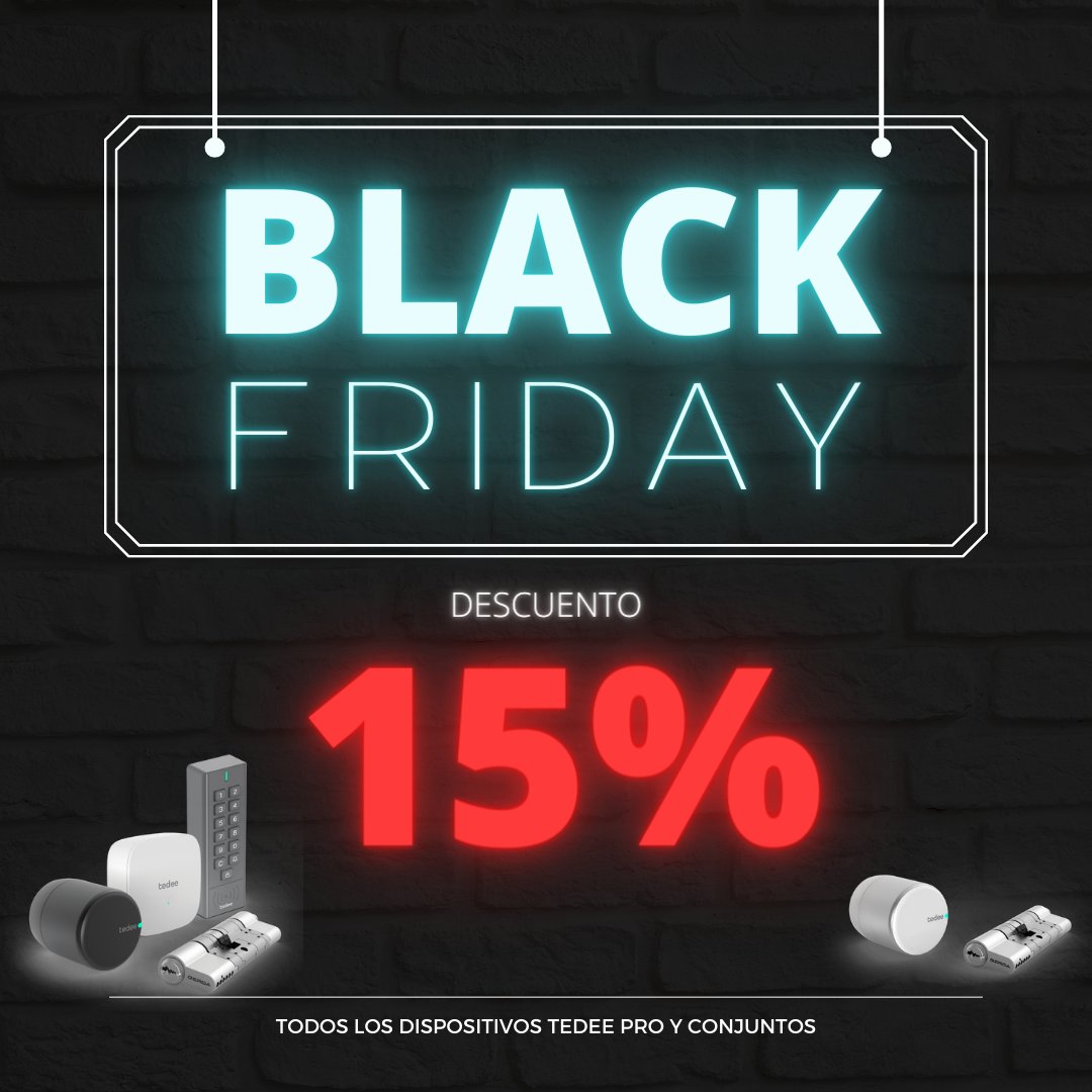 🔥Todas las cerraduras inteligentes Tedee Pro y conjuntos con un 15% descuento. ¡Aprovecha la oferta limitada de #BlackFriday ! en tedee.store