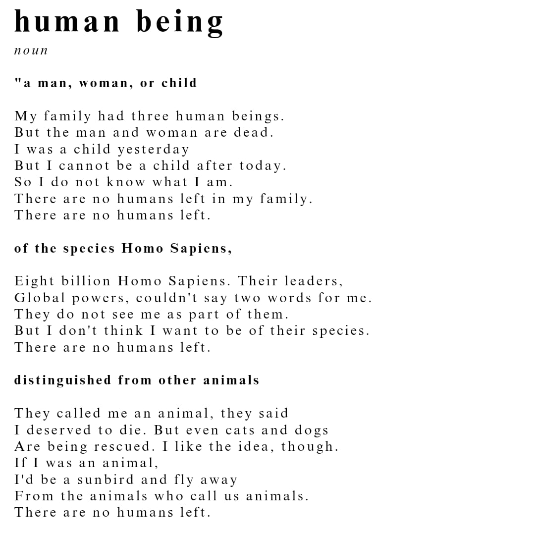 LajnaUK's tweet photo. This poem is dedicated to the Palestinians who have been dehumanised in this conflict, and treated as disposable statistics rather than human beings. 

We do not claim to speak for Palestinians, but as #voicesforpeace, we wish to highlight their perspective through this poem. https://t.co/E2zvRxR0t7