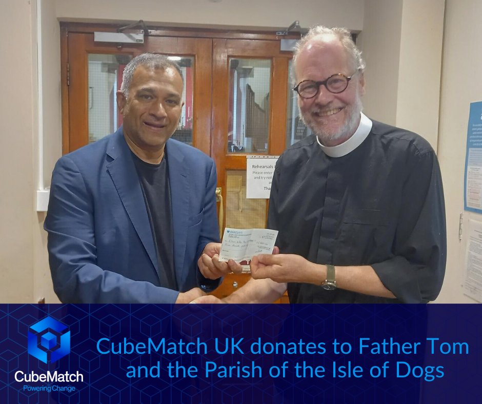 CubeMatch UK is delighted to donate £5,000 to the Parish of the Isle of Dogs near Canary Wharf, where Fr. Tom has created a community space that hosts weekly events. We hope our donation will contribute to the #communitydevelopment of the neighbourhood! #givingback #CSR