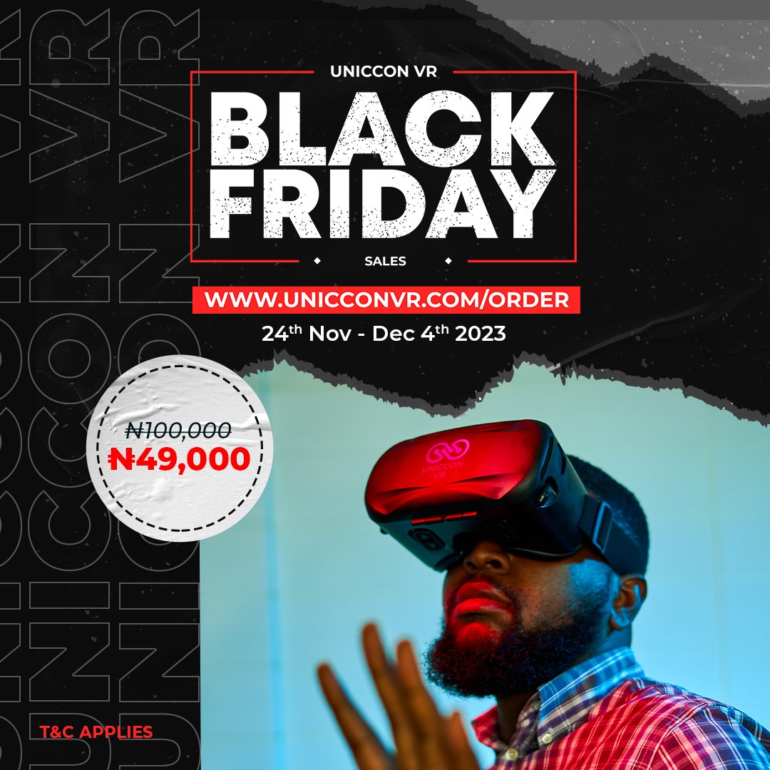 uniccongroup's tweet photo. Black Friday is Finally Here !
Save Big and Enjoy an extraordinary Experience with the UNICCON VR Headset.
Buy now: https://t.co/FQAZ4fC0Xx
To know more call: +2349131568333
T and C Apply.
#flashsales #VR #UNICCON #Blackfriday2023 #vrmovies #vrgames https://t.co/qjOEksqrho