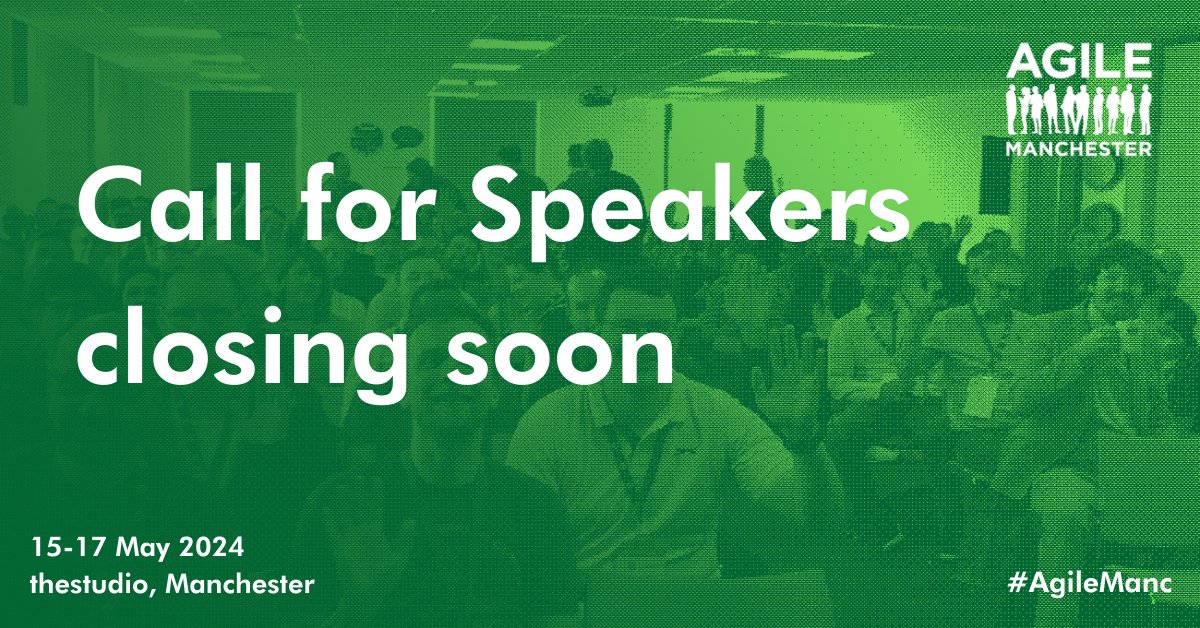 agilemanc's tweet image. The #AgileManc Call for Speakers closes on Monday!
This is your final weekend to submit your session idea. If you have a unique story, bright idea or compelling case study, we want to hear it.
Submit your session proposal here: agilemanchester.net/call-speakers
#Flow #Lean #Agile