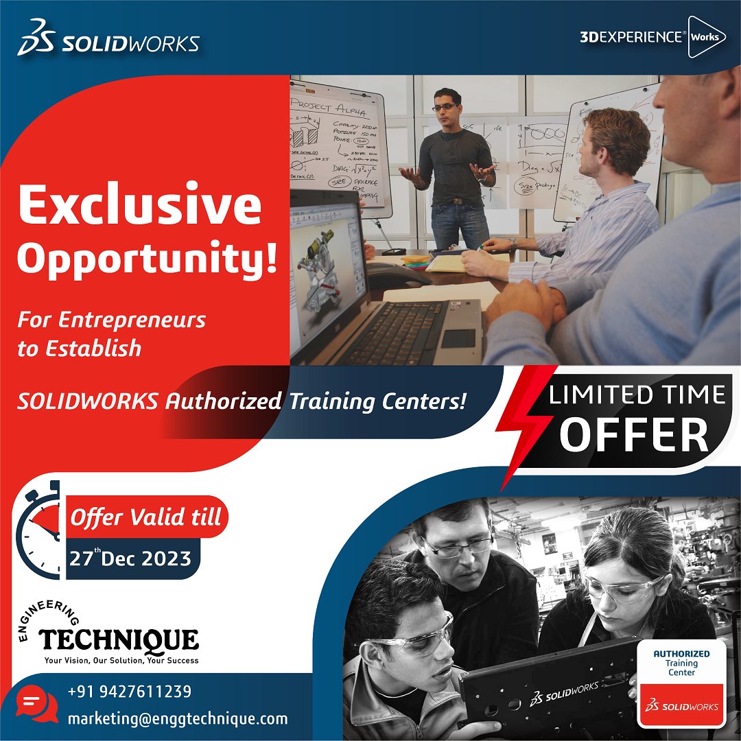 engg_technique's tweet image. Embrace a rewarding opportunity with Engineering Technique&apos;s Exclusive offer to open a SOLIDWORKS Training Center and Secure Your Exclusive Discount on SOLIDWORKS Education Licenses Today!

#SOLIDWORKS #SOLIDWORKSTraining #EngineeringTechnique