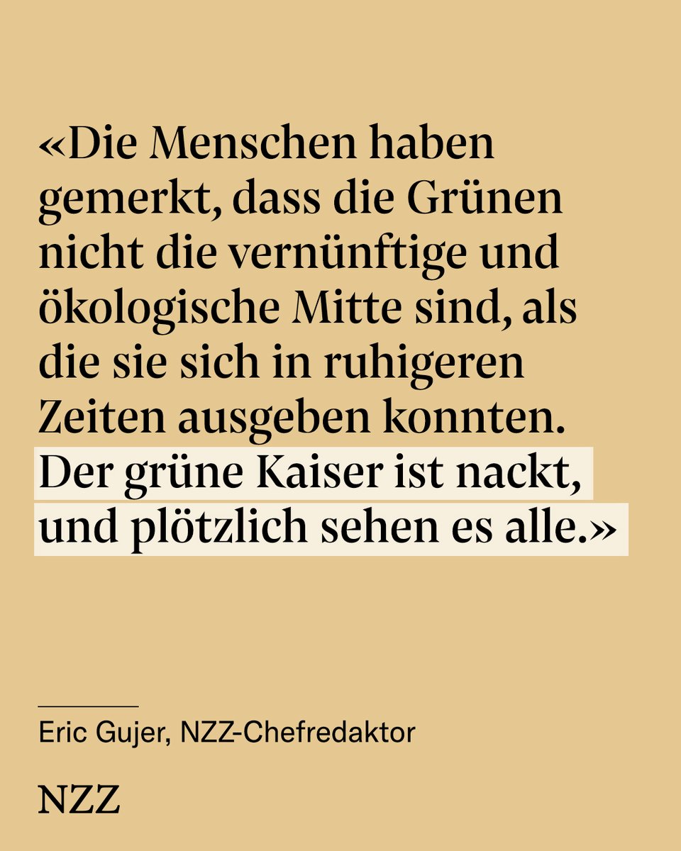 Vor kurzem schienen die #Grünen noch unbezwingbar, jetzt stecken sie in der Krise. Die Bürger haben genug von moralischen Imperativen und weltfremden Ideen.

Lest hier «Der andere Blick» von <a href="/ericgujer/">Eric Gujer</a>: bit.ly/47DvXo6