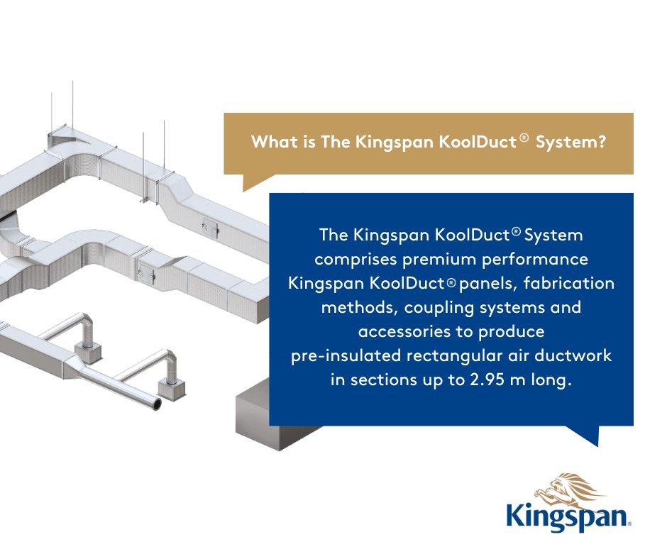 KingspanHVAC_UK's tweet image. The #Kingspan KoolDuct® System comprises premium performance Kingspan #KoolDuct® panels, fabrication methods, coupling systems and accessories to produce pre-insulated rectangular air #Ductwork in sections up to 2.95 m long.

To find out more visit- bit.ly/3CtSCqj
