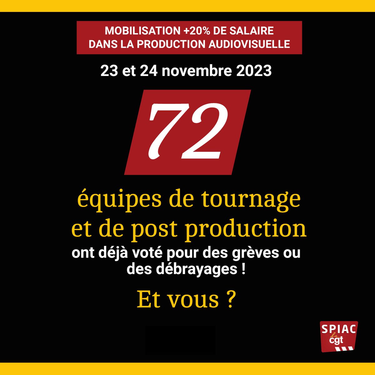 SpiacCgt's tweet photo. C'est officiel !
Le Mouvement s'amplifie !
#audiovisuel #grève #vingtpourcent

@assoUNDIA @cgt_spectacle @USPAOfficiel @Producteurs_SPI @Spect_prod @lesatev https://t.co/EccX6G38ow