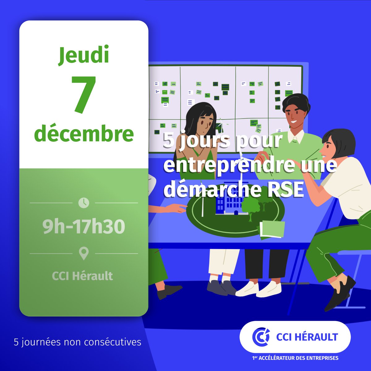 CCIHerault's tweet photo. 🟢Formation #RSE 
Nouvelle formation-action pour STRUCTURER VOTRE DEMARCHE RSE et permettre la montée en compétences d’un(e) salarié(e) sur ce sujet.
📆 1ère journée de formation le 7 décembre 2023
Consulter le programme 👉 https://t.co/onxFFMMAyT
🚩 Clôture le 29 novembre 2023 https://t.co/jEn5HunWaT