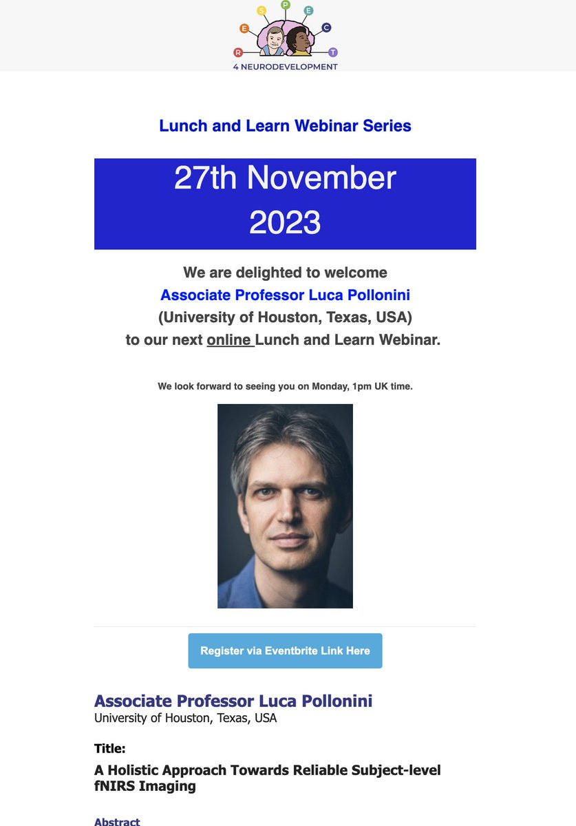 We are looking forward to introducing Luca Pollonini to our Lunch and Learn Webinar on Monday.  Join us in online at 1pm, UK time.  Register here eventbrite.co.uk/e/763340801887…