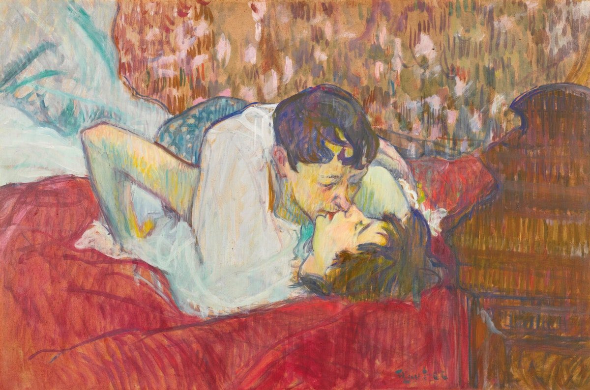 Hoy haría años Toulouse Lautrec, para celebrarlo os dejo cuatro lienzos de la serie El beso, protagonizado por mujeres lesbianas y prostitutas.