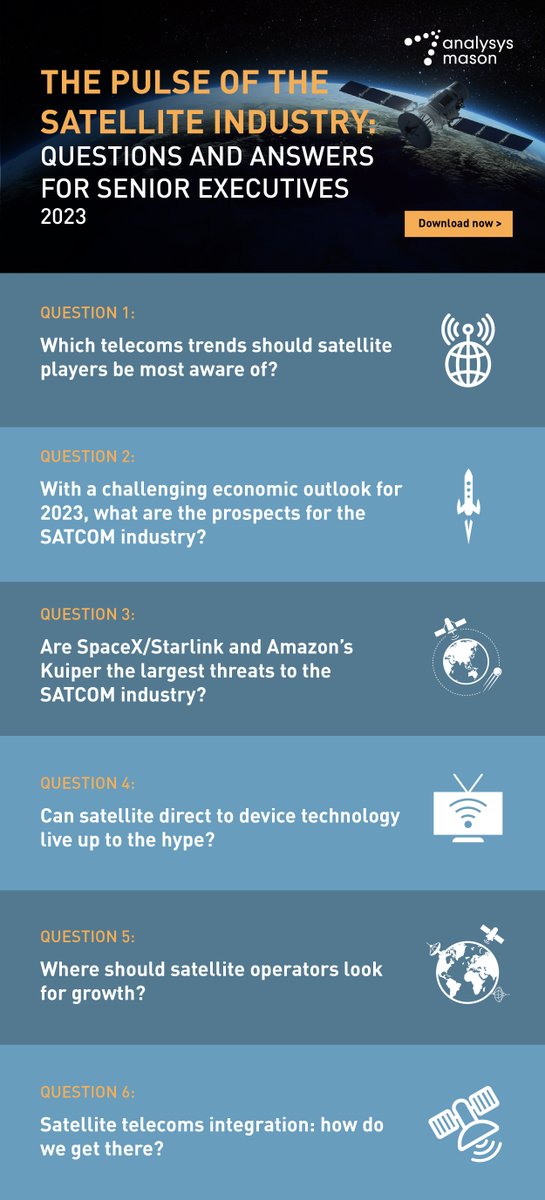 We answer six burning questions and provide insights into the future of the SATCOM industry. Download the full report here: analysysmason.com/research/conte…