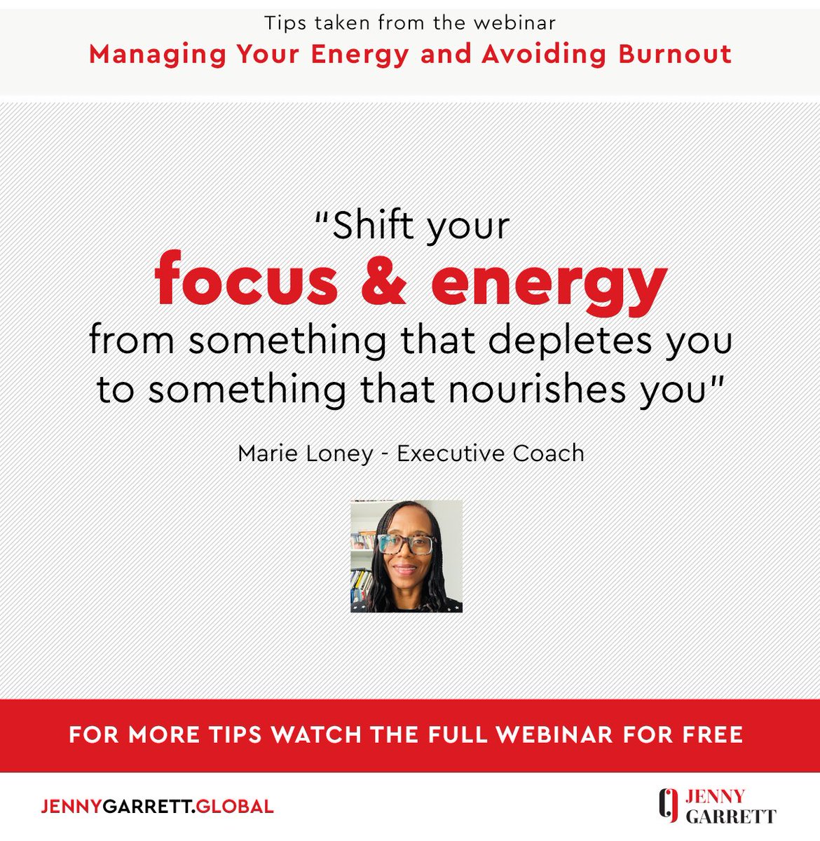 Don't let burnout dim your light ✨ Tune in to our webinar with <a href="/marieloney/">Marie Loney</a> to discover the secrets on how to avoid and recover from burnout 🔥 Check it out here shorturl.at/jrGNW👈 #MentalHealthMatters #ReviveYourEnergy 
#burnoutrecovery #webinar #jennygarrett
