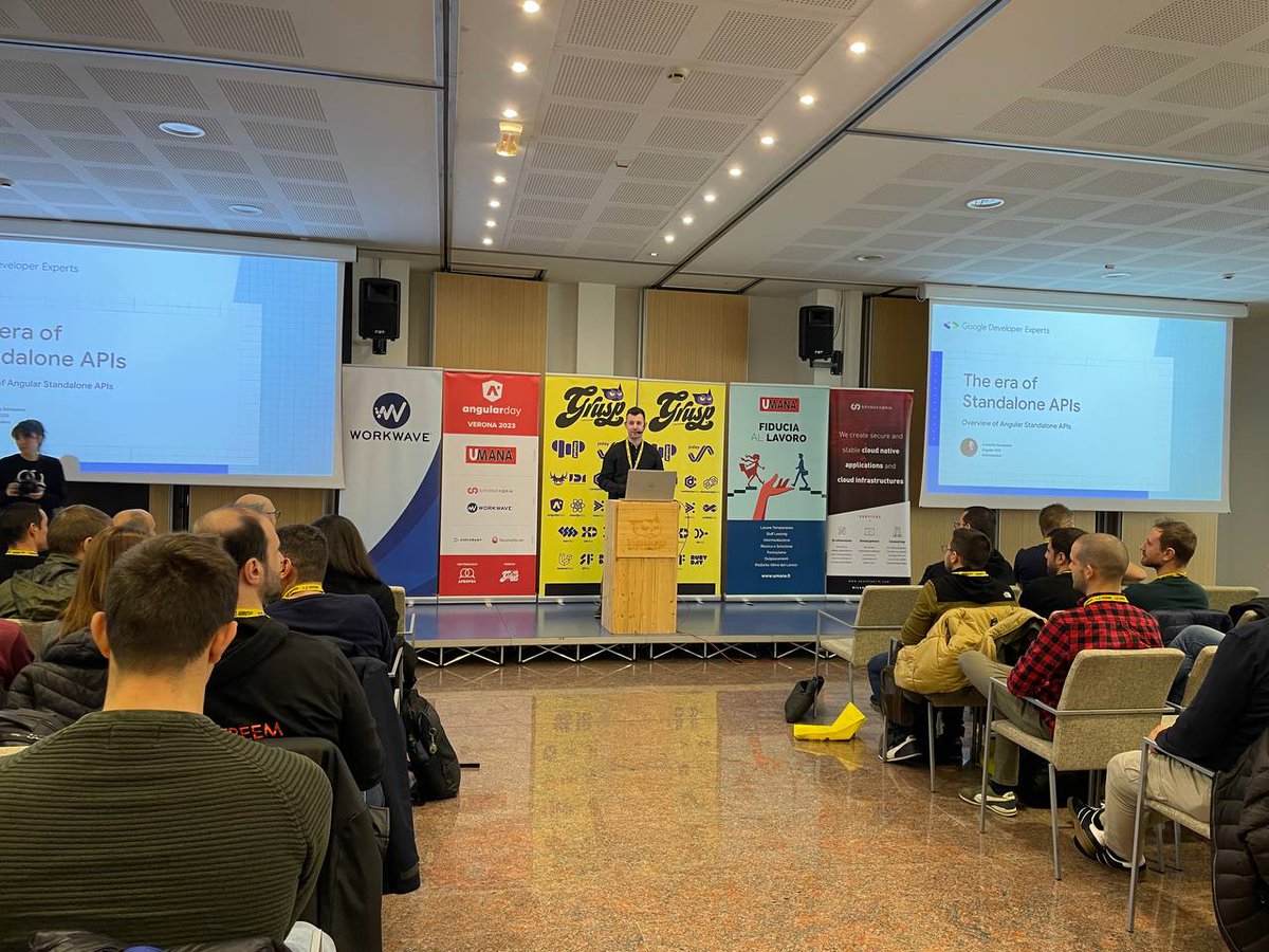 angularday's tweet photo. The new #Angular #Standalone #APIs provide a modern and simpler approach to develop Angular applications.
Let's learn how to use them extensively with @abampakos, Web Development Team Lead @ Plex-Earth.
#angularday #angularday23 https://t.co/WEXqHHpX4g