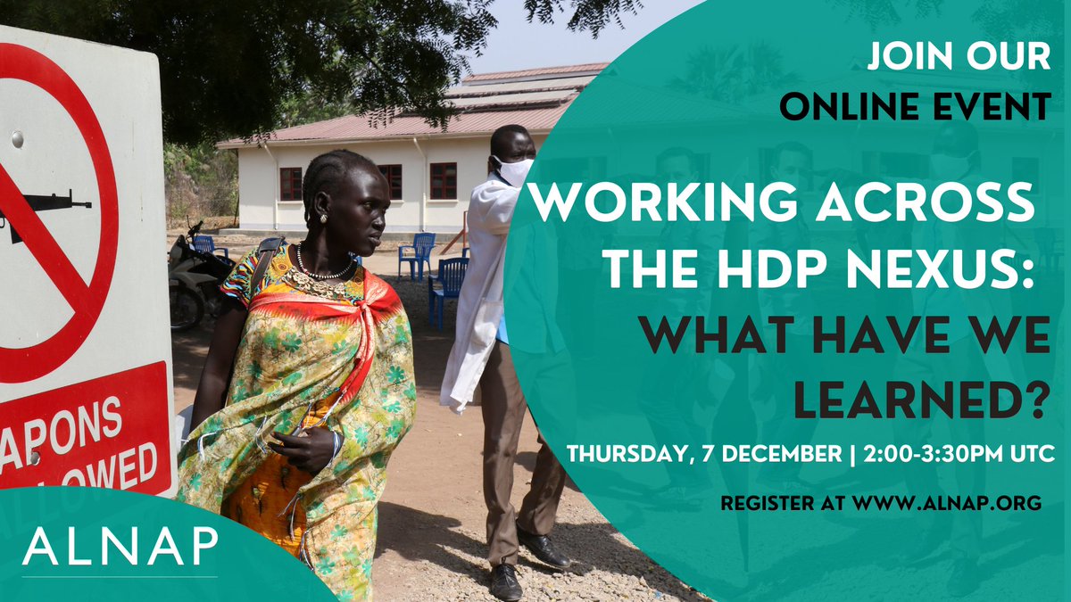 Don’t miss out 💻our upcoming webinar exploring how much progress has been made one #HDPnexus efforts from #humanitarian #development & #peace actors➡️ @eu_echo @OECD @OECDdev @NRC_Norway @USIP @UNDP + more! 🗓️ Thur, 7 Dec 🕑 2-3:30PM UTC. 🔗 bit.ly/3Spiz2z