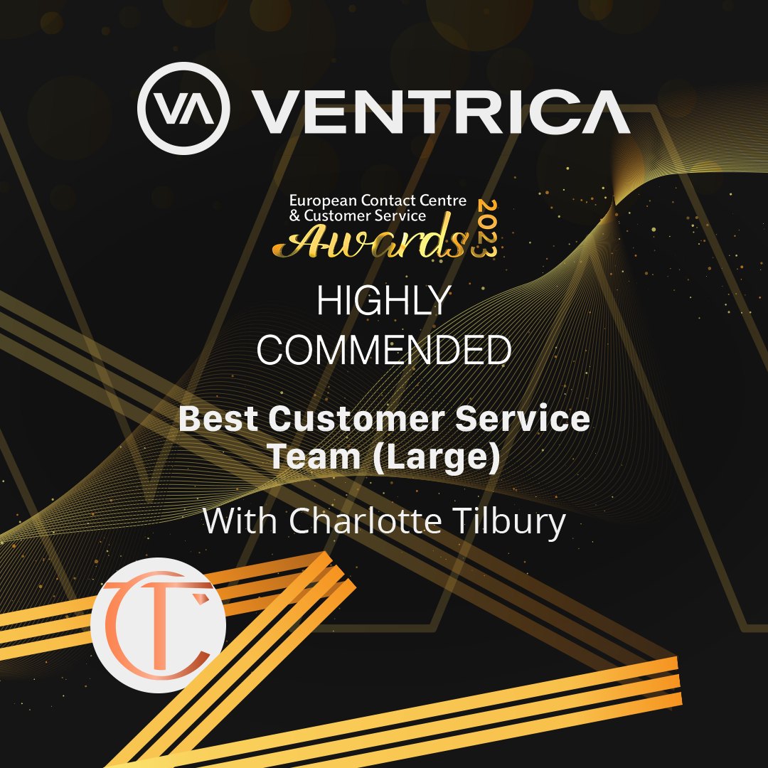 Ventrica's tweet image. Congratulations to the incredible @CharlotteTilbury team at Ventrica! We&apos;re thrilled to announce that they&apos;ve been highly commended for Best Customer Service Team at the ECCCSA&apos;s. Your dedication and commitment to providing exceptional service truly shine through.
#ECCCSA #CX