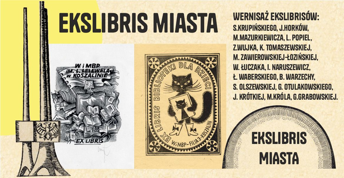 Przypominamy, że już dziś o 17 w Mediatece KBP   odbędzie się wernisaż "Ekslibris miasta".
Wystawa ekslibrisów wykonanych dla koszalińskiej książnicy, będzie łączyła projekty wykonane w latach 50., 60., 70. z nowymi realizacjami przygotowanymi w tym roku z okazji 50. urodzin KBP.