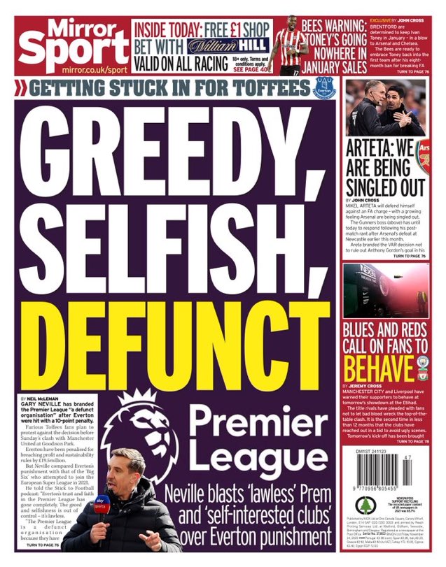 A ruling body of any organisation/business should have the trust &amp; respect of it service users, customers or in this instance its clubs and supporters.

Making <a href="/Everton/">Everton</a> a scapegoat to demonstrate to central government &amp; avoid the appointment of an independent regulator backfires