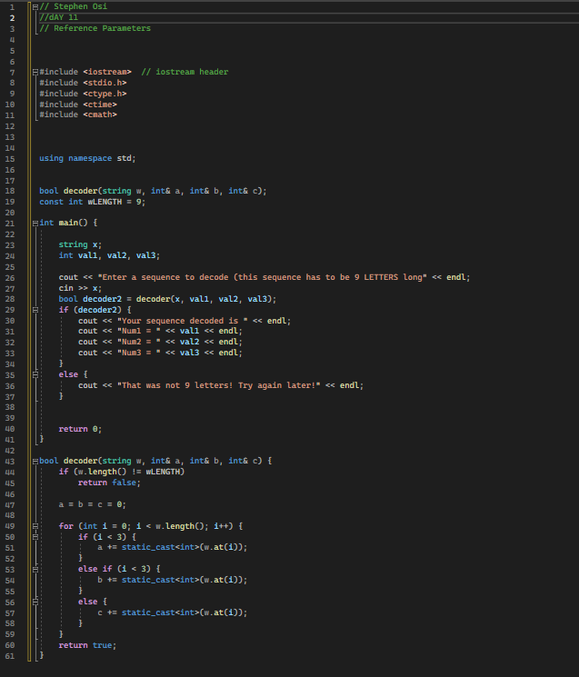 StephenOSi8473's tweet photo. Day 10-11 for 100 Days of coding. These lessons were hard especially Reference Parameters with the ascii values. Almost made me pull the very little hair I have out!!! #CodingJourney @Annymmachi #100DaysOfCode https://t.co/pdDhURxHFI