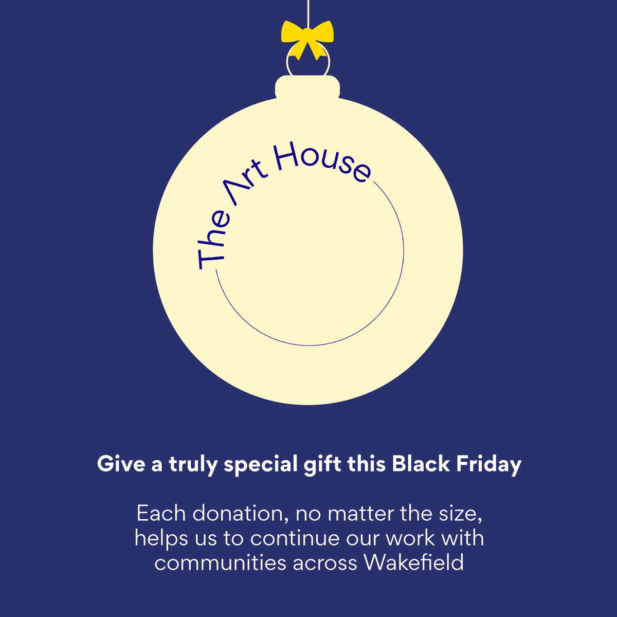 Give the gift of your support this Black Friday 🖤 There's no better gift for a charity than a donation. Each one, no matter the size, helps us to continue our vital creative work with communities across Wakefield. Donate today by clicking the link 👉 bit.ly/4a1xCpA