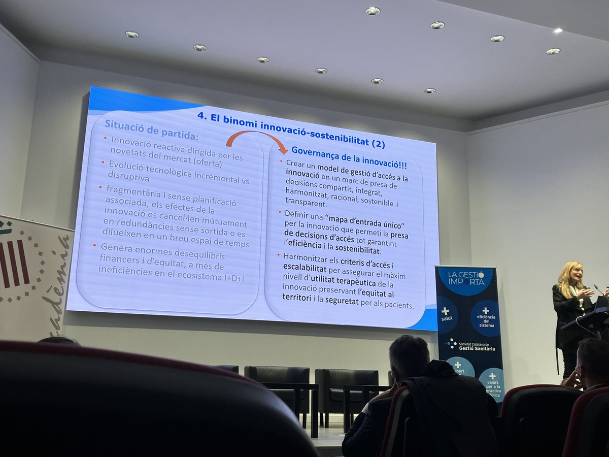 AntoniGilabert's tweet photo. Bon plantejament de directora @AQuAScat Sandra García-Armesto @garmestos sobre l’abordatge del binomi innovacio-sostenibilitat al SISCAT @salutcat a la jornada #RightManagement de Soc. Cat. @gestiosanitaria. Nomes afegiria posar en majúscula la M: MONITORITZACIÓ DE RESULTATS https://t.co/i99v4VuE5h