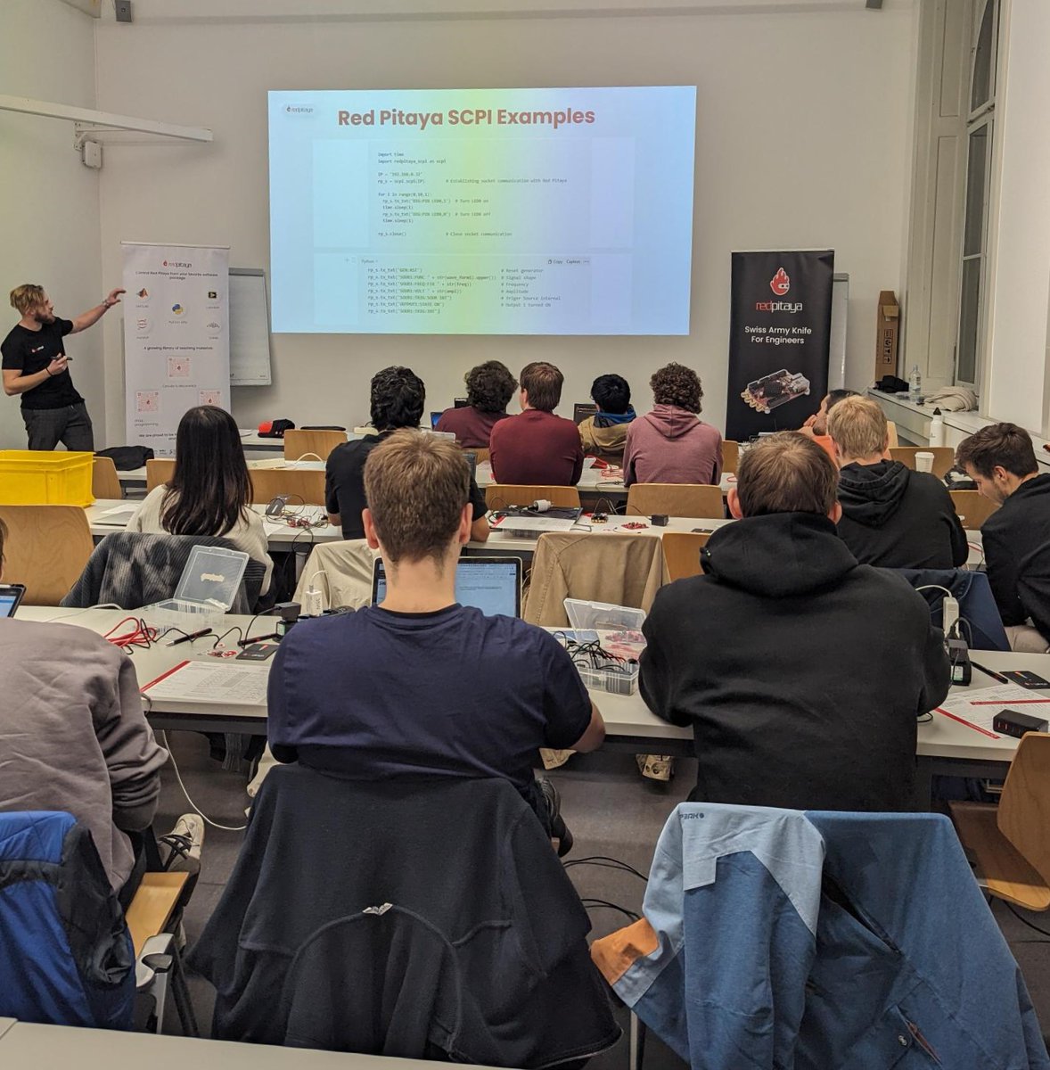 RedPitayaCom's tweet image. This week, we are at @ETH_en in the physics department for the Roadshow event organized by @Thorlabs! A big thank you to everyone who attended the workshops, and 👋to all the happy students and professors who stopped by.

#RedPitaya #Thorlabs #Roadshow #Physics #Workshop