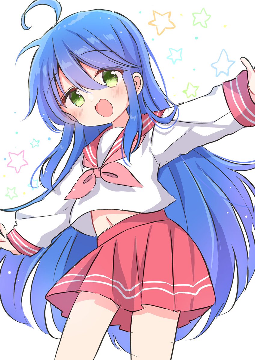 izumi konata 1girl one eye closed ryouou school uniform solo long hair school uniform skirt  illustration images