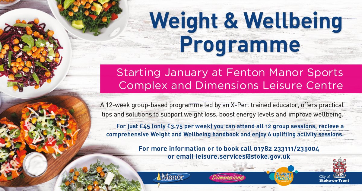 ⚖️ Do you want to learn how to make sustainable changes to your diet? 📙 Courses start throughout January at Fenton Manor Sports Complex and Dimensions Leisure Centre for just £45 (approx. £3.75 per session). 👉 Learn more: activestoke.co.uk/homepage/10/ac…...